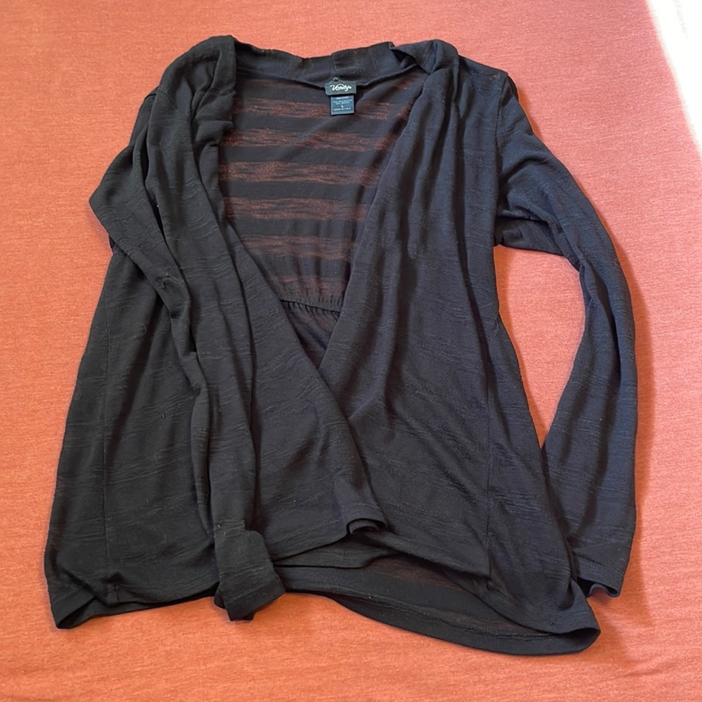 Black see through striped cardigan
